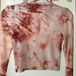 Iris Long Sleeve Thin Material Crop Cropped Tee Shirt Pink Size Sz M Marble Like